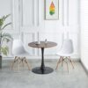 31.5"BLACK AND WALNUT Tulip Table Mid-century Dining Table for 2-4 people With Round Mdf Table Top, Pedestal Dining Table, End Table Leisure Coffee Table