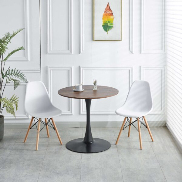 0f27009ac0eb4de1b811cdbd25c4eb40_20231225_357ce49e33bf57336c3642874e31accf 31.5"BLACK AND WALNUT Tulip Table Mid-century Dining Table for 2-4 people With Round Mdf Table Top, Pedestal Dining Table, End Table Leisure Coffee Table