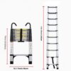 Telescopic ladder, 9.5 foot aluminum button telescopic ladder with 2 triangular stabilizers and hooks, multi-purpose ladder, maximum load-bearing capacity of 330 pounds, suitable for industrial and ho
