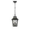 Outdoor Pendant Light Fixture, Black Farmhouse Outdoor Pendant Lights for Porch with Clear Glass, Modern Rectangular Exterior Hanging Lantern Light Fixtures (1 pack)
