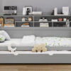 Wooden Twin Size Daybed with Storage Shelves, Multi-functional Bed with Twin Size Trundle Bed and  Study Desk, Gray