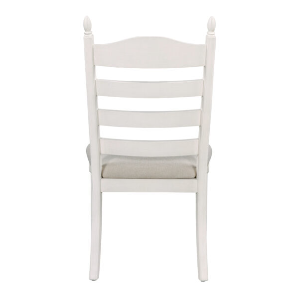 TREXM 5-Piece Retro Functional Dining Table Set Wood Round Extendable Dining Table and 4 Upholstered Dining Chairs (Off White)
