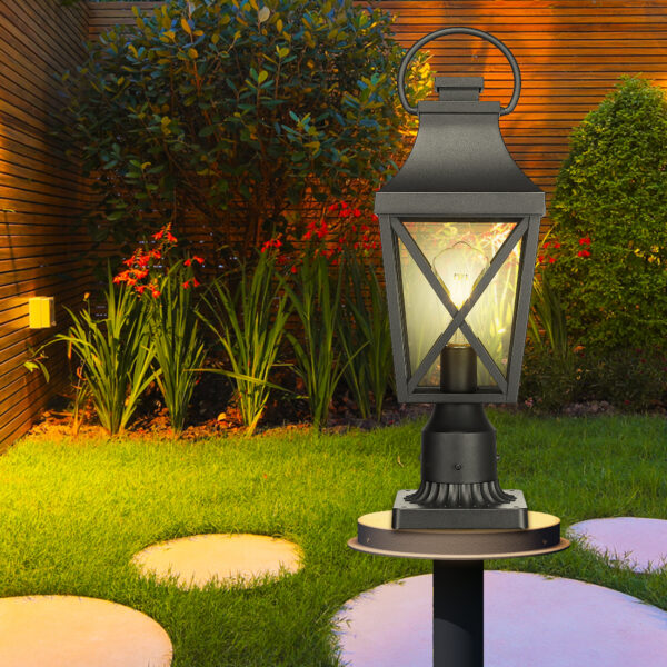 Outdoor Post Light,Lamp Post Light Fixture,Post Lantern with Pier Mount Base,Textured Black,20.3in,Suitable for Gardens, Yards or Entrances (1 pack)