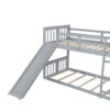 Twin Over Twin Bunk Bed with Slide and Ladder, Gray (Old SKU:LT000108AAE)