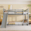 Twin Over Twin Bunk Bed with Slide and Ladder, Gray (Old SKU:LT000108AAE)