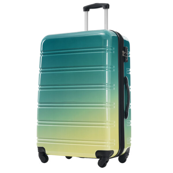 Hardshell Luggage Sets 3 Piece Gradient Color Expandable Suitcase with Spinner Wheels and TSA Lock Lightweight 20" 24" 28" Available,Green+Yellow