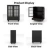 Minimalist Black Buffet Cabinet with Double Glass Doors and Drawer, Modern Wooden Storage Sideboard Cupboard for Living room, Dining Room Hallway Entryway(Black)