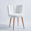 Modern WHITE dining chair(set of 2 ) with iron tube wood color legs, shorthair cushions and comfortable backrest, suitable for dining room, living room, cafe, simple structure.