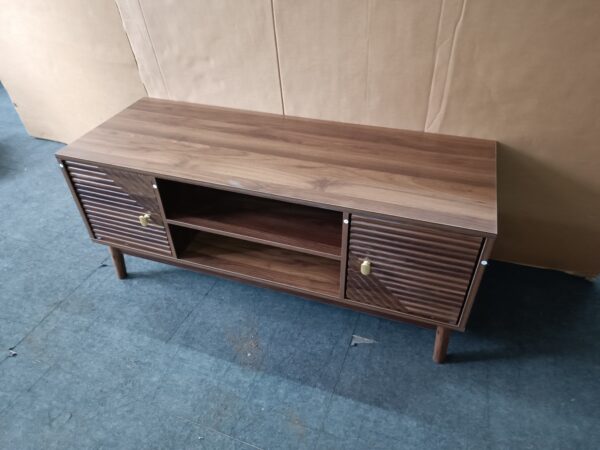 43.31 inch TV Stand, Mid-Century Modern TV Stand for 32/45 inch TV, Entertainment Center with Storage, Media Console Table for Living Room and Bedroom, Walnut