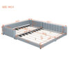 Queen Size & Twin XL Size Upholstered Platform Bed, Mother & Child Bed, PU Leather, Gray