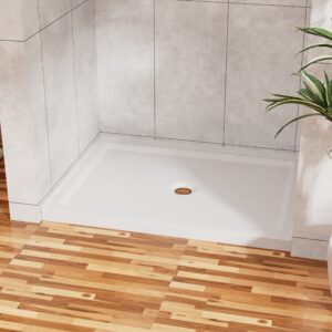 Goodyo 32"x48" Shower Base 3.5" Height Anti-slip Acrylic Center Drain Single Threshold Shower Base in White