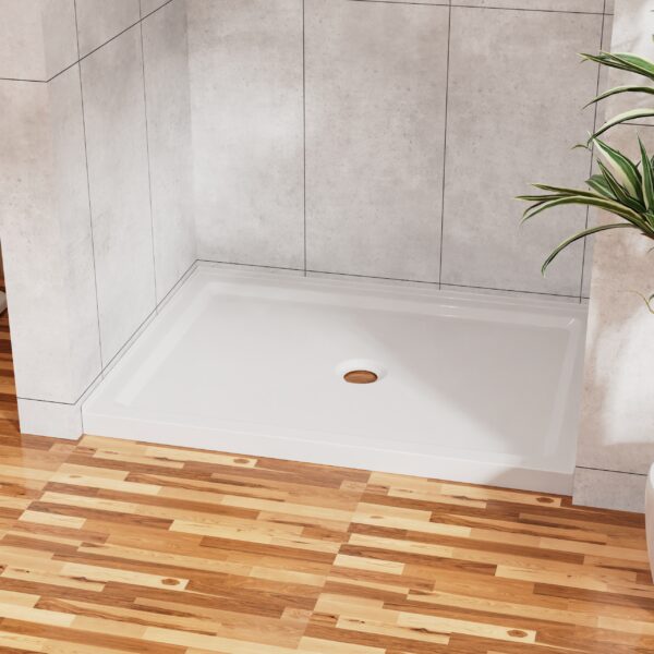 Goodyo 32"x48" Shower Base 3.5" Height Anti-slip Acrylic Center Drain Single Threshold Shower Base in White