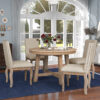 TREXM 5-Piece Farmhouse Dining Table Set Wood Round Extendable Dining Table and 4 Upholstered Dining Chairs (Natural Wood Wash)