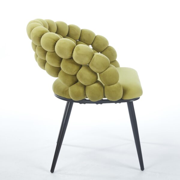 Green Modern chair(set of 2 ) with golden color iron tube legs,  soft cushions and comfortable backrest, suitable for dining room, living room, cafe,hairball back