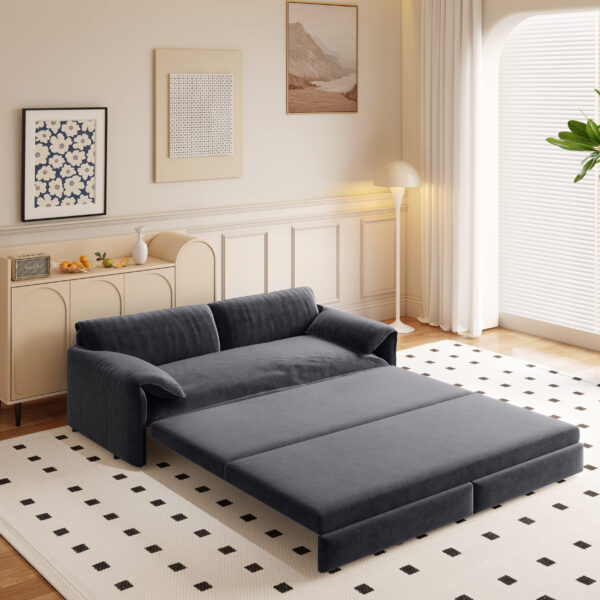 66" Queen Pull Out Sofa Bed, 3-in-1 Convertible Sleeper Sofa with Side Storage,Multi-Functional Velvet Loveseat Bed for Living Room,Bedroom,Apartment,Office.(Old Sku:W1885P154639/W1885P214785)