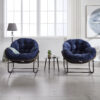 Outdoor Rattan Rocking Chair,Padded Cushion Rocker Recliner Chair Outdoor for Front Porch, Living Room, Patio, Garden, Navy blue
