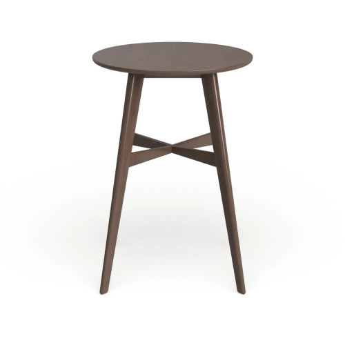 Mid-Century Modern Round Wooden Bar Table – 42" High Bar Table with Tapered Legs for Kitchen, Dining Room or Home Bar, Natural Walnut