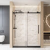 Frameless Single sliding shower door  60 "W x 76" H, 1/4 "(6 mm) Clear Tempered Glass, Explosion Proof Film, Stainless Steel Handle Square Tube Track ,Matte Black