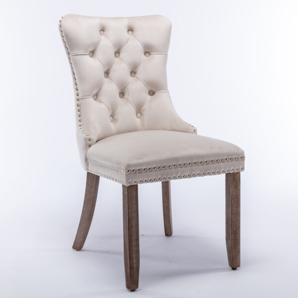 16058aca84fa437d8e4998084a273f45_20220618_4317de2cca9275393f2934e7243903d5 Nikki Collection Modern, High-end Tufted Solid Wood Contemporary Velvet Upholstered Dining Chair with Wood Legs Nailhead Trim 2-Pcs Set,Beige, SW2001BG