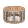 Rustic Industrial Table Set of 2,Coffee Table & Side Table with Woven Rope Design, Modern Functionality Stylish Table Set for Living Room and Home Decor-Rope Beige