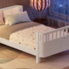 Twin Size Wood Platform Bed for Kids, Wood Low Profile Twin Bed with Rails for Girls and Boys, White (Patented Design)