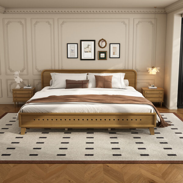 1838ae76dfda45bc8ab02b327c589329_abb7260324fc79072ce8635f9230819a PINE SOLID WOOD KING SIZE BED, SOLID AND STABLE, NO BOX SPRING NEEDED, RUSTIC YELLOW COLOR