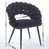 Black Modern chair(set of 2 ) with golden color iron tube legs,  soft cushions and comfortable backrest, suitable for dining room, living room, cafe,hairball back