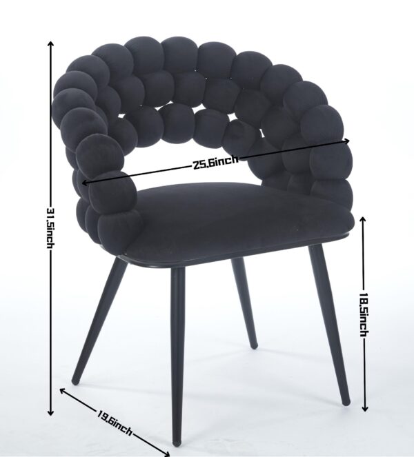 Black Modern chair(set of 2 ) with golden color iron tube legs,  soft cushions and comfortable backrest, suitable for dining room, living room, cafe,hairball back