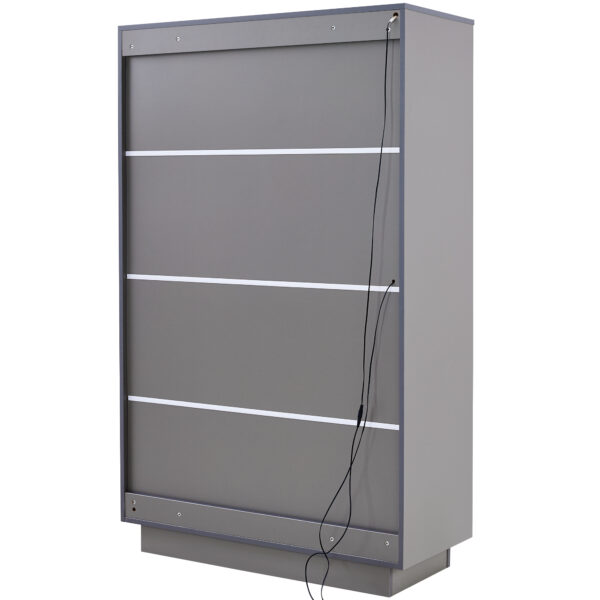 60.6'' Freestanding Display Cabinet with 2 Storage Drawers, Pantry with Glass Doors & LED Lighting, Modern China Cabinet with Adjustable Shelves for Hallways, Kitchen, Livingroom & Office - Grey