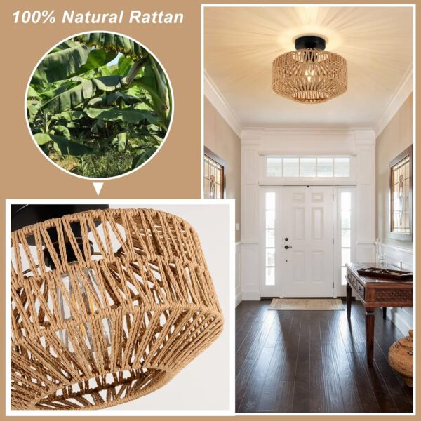18beea4af1de4a0e9366c0166c0a3217_7d6b8a6e4ecc3672faee41fe177b12ff Boho Light Fixtures Ceiling Mount,Mini Rattan Chandelier Light Fixture with Dimmable LED Bulb,Hand Woven Ceiling Light Fixtures Flush Mount for Hallway Bedroom Kitchen Entryway Living Room