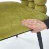 Green Modern chair(set of 2 ) with golden color iron tube legs,  soft cushions and comfortable backrest, suitable for dining room, living room, cafe,hairball back