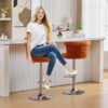 COOLMORE Velvet Bar Stool Set of 2, Adjustable Swivel Bar Stools with Silver Plated Metal Leg, Chrome Nailhead, Counter Height Chair for Kitchen,Dining Room