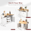 K&K 55.7'' Large Kitchen Island with 2 Drop Leaf,, Rolling Kitchen Cart on 5 Wheels with Power Outlet, Folding Storage Dining Table with Spice & Towel Rack , 3 Drawers, for Kitchen, Dining Room,White