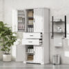 Storage Cabinet with Multi-Functional Storage Space for Kitchen/Bathroom/Dining Room/Living Room , 2 Drawers with Slide Rails, Adjustable Shelf, White