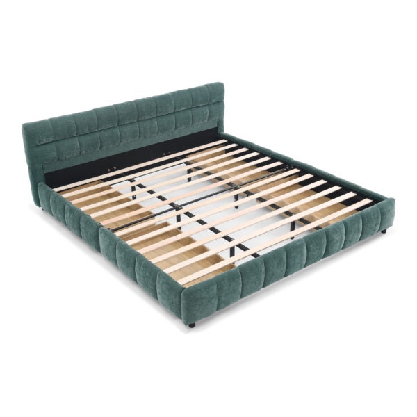 1b22ed7fa4504b878c313e602dd89fec_7ccb6b13551fd7feacc0fceffeb846d7 King Size Upholstered Bed ,comfortable upholstered bed frame, Chenille fabric, with headboard and solid bed frame. With drawer for storage-green(88.5''*85.5''*31'')