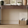 TREXM Entryway Table with Natural Wood Grain Finish, Console Table with Fluted Design, Oval Top and 2 Drawers for Entryway and Living Room (Espresso)