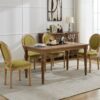 A&A Furniture,French Style Solid Wood Frame Antique Painting Linen Fabric Back Dining Chair,Set of 2,SW1845OL,Olive Green