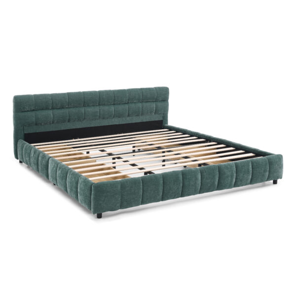 1cb45530ac9941998c4442e262d76374_f675b4fa1d124c57d07512b06f3e7d84 King Size Upholstered Bed ,comfortable upholstered bed frame, Chenille fabric, with headboard and solid bed frame. With drawer for storage-green(88.5''*85.5''*31'')