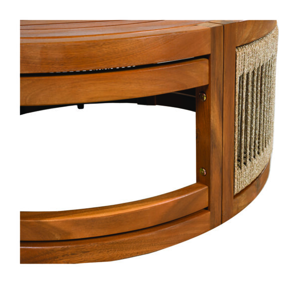 1fbea2221232412ca7f876880fae852c_3e014deee771f4b73a84c7a8bc0bd57f 27.95" Acacia Wood Outdoor Coffee Table - Handwoven Rope Accent Boho Patio Table with All-Weather Durability
