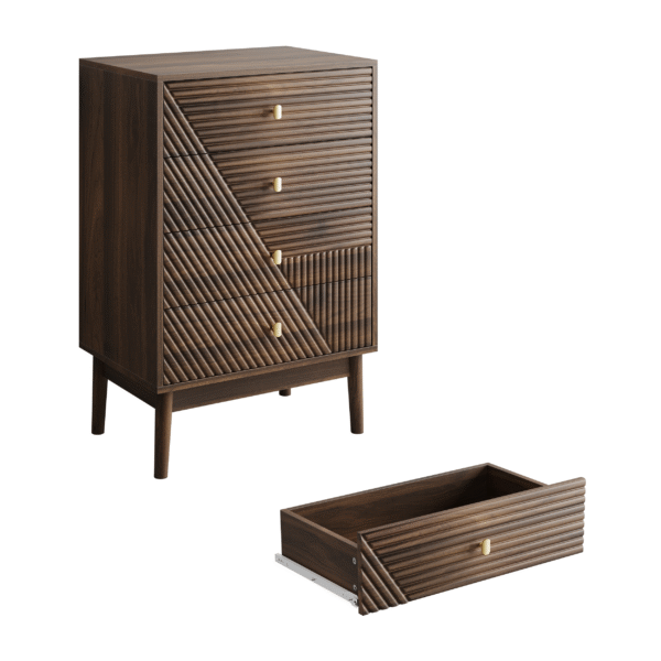 4 drawer dresser, modern wardrobe dresser chest of drawers, wooden storage storage cabinet, dresser storage cabinet, suitable for living room, bedroom, corridor (walnut )