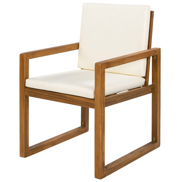 5-Piece Outdoor Patio Dining Set Acacia Wood Outdoor Dining Set Patio Furniture Set with Four  Armchairs and a Table for Garden, Balcony, Backyard, Beige