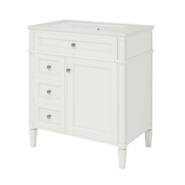 30'' Bathroom Vanity with Top Sink, Modern Bathroom Storage Cabinet with 2 Drawers and a Tip-out Drawer, Single Sink Bathroom Vanity