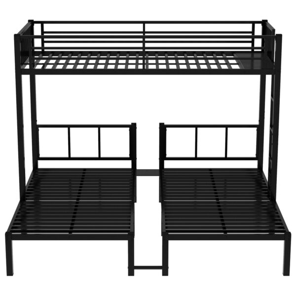 Twin over Twin & Twin Bunk Beds for 3, Twin XL over Twin & Twin Bunk Bed Metal Triple Bunk Bed, Black