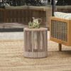 Rustic Industrial Table Set of 2,Coffee Table & Side Table with Woven Rope Design, Modern Functionality Stylish Table Set for Living Room and Home Decor-Rope Beige