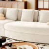 U_Style 115.7" Pure Foam Modular Sofa, 2-Piece Set with 5 Cushions, 4-Seater, Chenille Jacquard Fabric, Curved Design, No Assembly Required, Soft Upholstered Sofa for Living Room & Bedroom