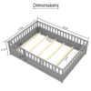 Full size  Floor bed, integral construction with super high security barrier, door, children's floor bed frame, Montessori wooden children's floor bed, Support slat Grey