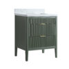 Fully Assembled 30''  Green Freestanding Single Sink Bathroom Vanity with Solid Wood Construction and Engineered Marble Top