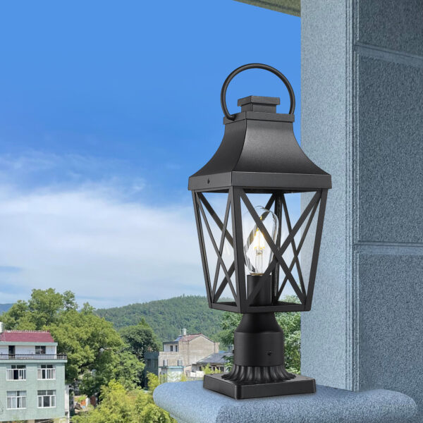 Outdoor Post Light,Lamp Post Light Fixture,Post Lantern with Pier Mount Base,Textured Black,20.3in,Suitable for Gardens, Yards or Entrances (1 pack)