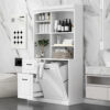 Bathroom Storage Cabinet with Tilt-Out Hamper, 70.9'' Tall Free Standing Organizer with Drawers & Adjustable Shelves, MDF Linen Tower with Steel Handles, White Finish