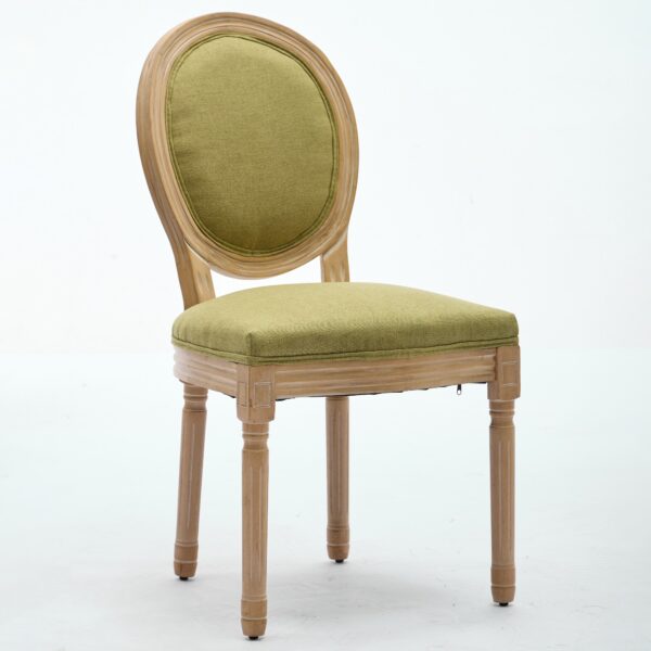 A&A Furniture,French Style Solid Wood Frame Antique Painting Linen Fabric Back Dining Chair,Set of 2,SW1845OL,Olive Green